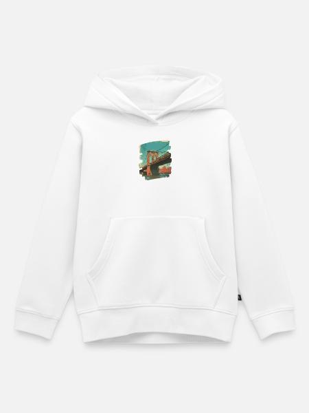 Brooklyn Bridge - Kinder Premium Organic Hoodie - Weiß