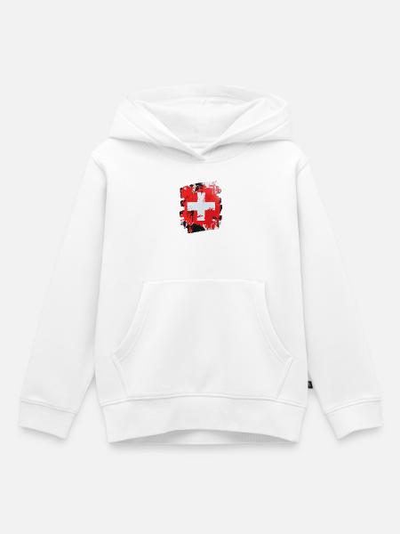 Schweizer Flagge Schweiz - Kinder Premium Organic Hoodie - Weiß