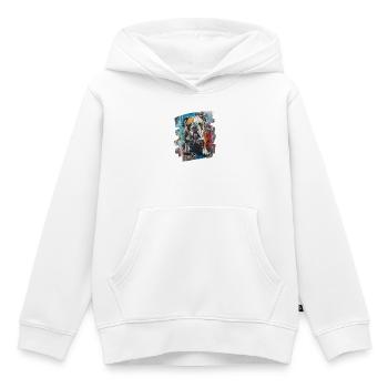 Chien de combat Bulldog - Sweat Premium à capuche enfant bio - blanc - Devant - AI Model Kid Female (0cm)
