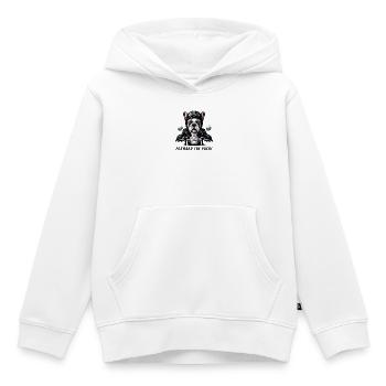 Biker Bulldog "Forward the Pack" - Kids Premium Organic Hoodie - white - Front - AI Model Kid Female (0cm)