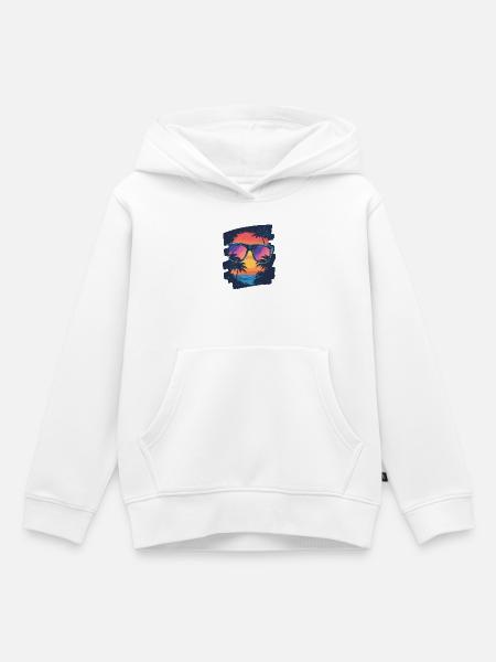 Sonnenbrille Palmen Sommer - Kinder Premium Organic Hoodie - Weiß