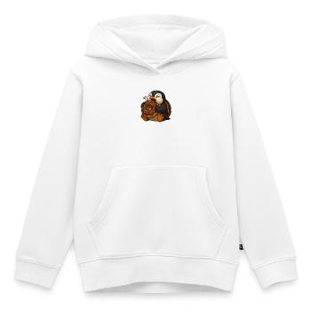 Mignon dessin animé pingouin beignet grignoter alimentation - Sweat Premium à capuche enfant bio - blanc - Devant - AI Model Kid Female (0cm)