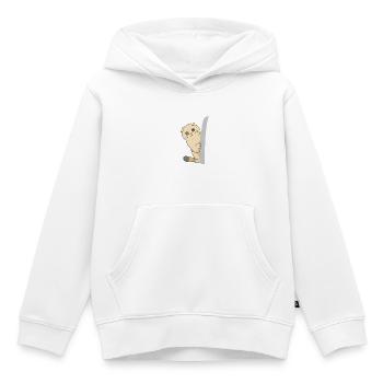 chat mignon attendant devant la porte - Sweat Premium à capuche enfant bio - blanc - Devant - AI Model Kid Female (0cm)