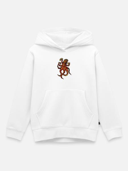 Feuriges Mosaik-Oktopus-Design - Kinder Premium Organic Hoodie - Weiß