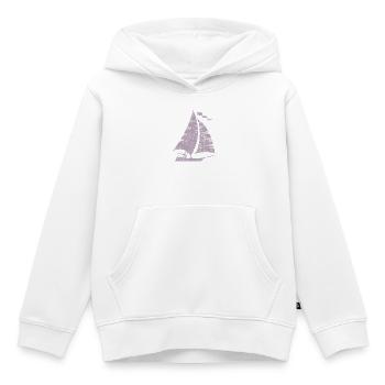 Silhouette de voilier minimaliste grunge - Sweat Premium à capuche enfant bio - blanc - Devant - AI Model Kid Female (0cm)