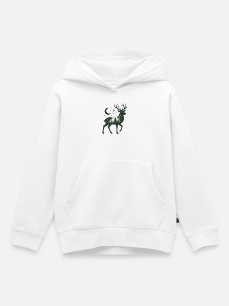 Sternenwald Hirsch Silhouette - Kinder Premium Organic Hoodie - Weiß