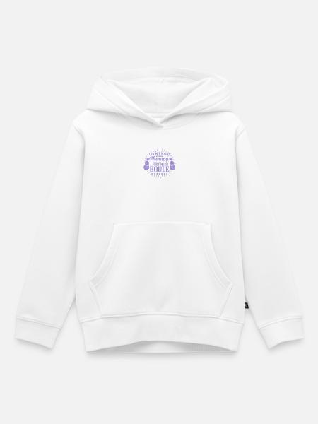 Je n’ai pas besoin de thérapie, je joue juste à la pétanque - Sweat Premium à capuche enfant bio - blanc