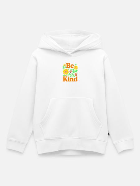 Fröhlicher Blumenausdruck für positive Stimmung - Kinder Premium Organic Hoodie - Weiß