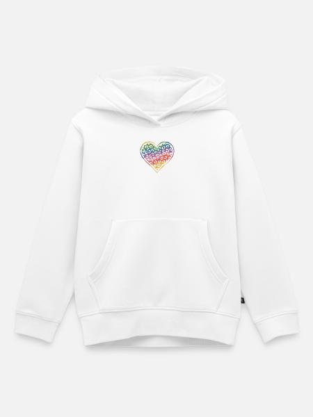 Regenbogen Leopard Herz Design - Kinder Premium Organic Hoodie - Weiß