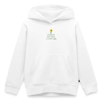 Statement-Design-Handwriting-on-Women'sCut with a - Kids Premium Organic Hoodie - white - Front - AI Model Kid Female (0cm)
