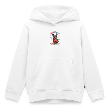 Bouledogue français - Sweat Premium à capuche enfant bio - blanc - Devant - AI Model Kid Female (0cm)