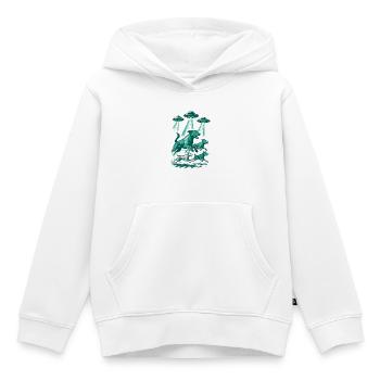 OVNIs extraterrestres Chiens OVNI rayonnants Cadeau vert rétro - Sweat Premium à capuche enfant bio - blanc - Devant - AI Model Kid Female (0cm)
