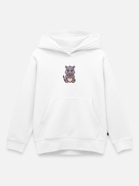Süßes Nilpferd mit Herzhänden - Kinder Premium Organic Hoodie - Weiß