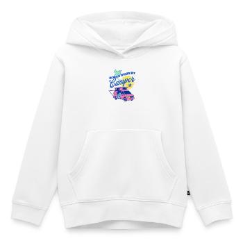 La maison est là où mon camping-car est le design de fourgon - Sweat Premium à capuche enfant bio - blanc - Devant - AI Model Kid Female (0cm)