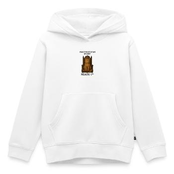 Chat Royal sur son Trône - Sweat Premium à capuche enfant bio - blanc - Devant - AI Model Kid Female (0cm)