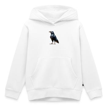 Corbeau, Corbeau, Oiseau, Corbeau Corbeau, Choucas, Corbeau noir - Sweat Premium à capuche enfant bio - blanc - Devant - AI Model Kid Female (0cm)
