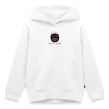ESSEN, TRINKEN UND GRUSELIG SEIN HALLOWEEN Monster Maske - Kinder Premium Organic Hoodie - Weiß - Vorne - AI Model Kid Female (0cm)