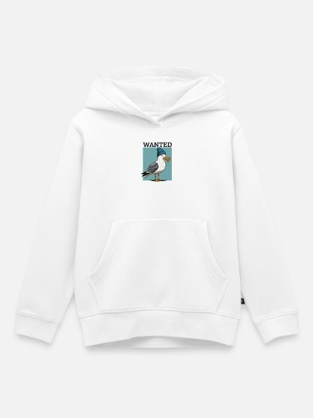 Gesuchte Möwe Mit Pommes - Kinder Premium Organic Hoodie - Weiß