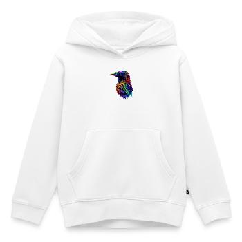 Corbeau, Corbeau, Oiseau, Corbeau Corbeau, Choucas, Corbeau noir - Sweat Premium à capuche enfant bio - blanc - Devant - AI Model Kid Female (0cm)