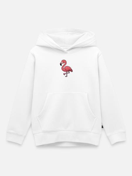 Rosa Flamingo Cartoon Charm - Kinder Premium Organic Hoodie - Weiß