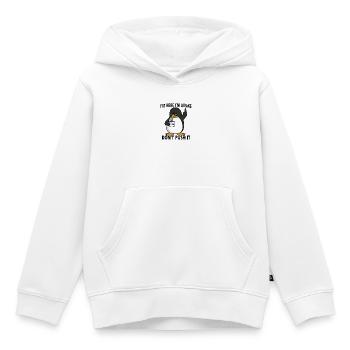 Lustiger Pinguin Kaffee frühaufsteher Spruch  - Kinder Premium Organic Hoodie - Weiß - Vorne - AI Model Kid Female (0cm)