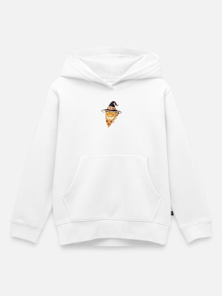 Kürbispizza mit Hexenhut - Kinder Premium Organic Hoodie - Weiß