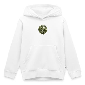 Spartiate squelette gladiateur crâne - Sweat Premium à capuche enfant bio - blanc - Devant - AI Model Kid Female (0cm)