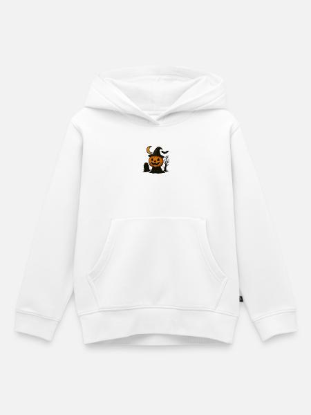 Halloween Kürbis mit Hexenhut - Kinder Premium Organic Hoodie - Weiß