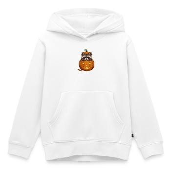 Waschbär lugt aus einer Kürbislaterne - Kinder Premium Organic Hoodie - Weiß - Vorne - AI Model Kid Female (0cm)