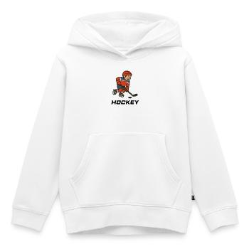 Hockey jeune professionnel dans l’utilisation de la rondelle - Sweat Premium à capuche enfant bio - blanc - Devant - AI Model Kid Female (0cm)