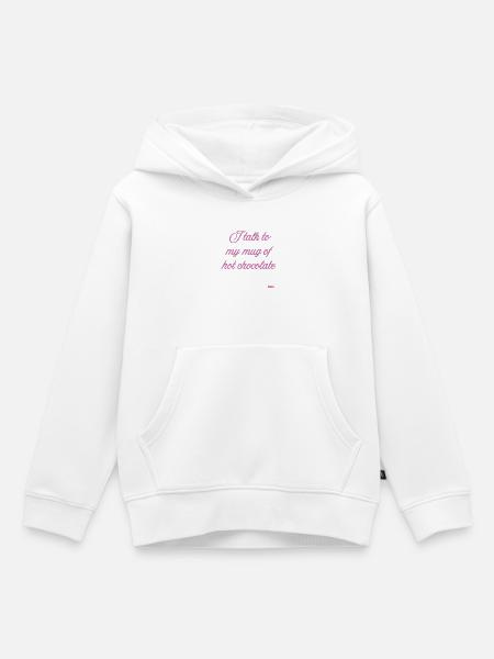 Tasse de chocolat chaud - Sweat Premium à capuche enfant bio - blanc