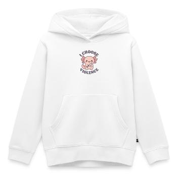 Axolotl mignon rebelle – I Choose Violence - Sweat Premium à capuche enfant bio - blanc - Devant - AI Model Kid Female (0cm)