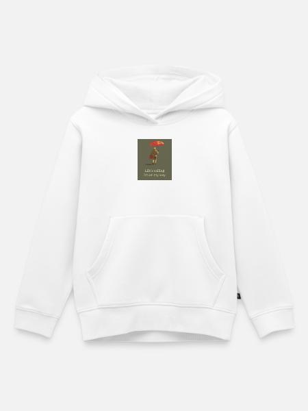 Het leven roept - Ik ben op weg Reis Citaat - Kinder Premium hoodie biologisch - wit