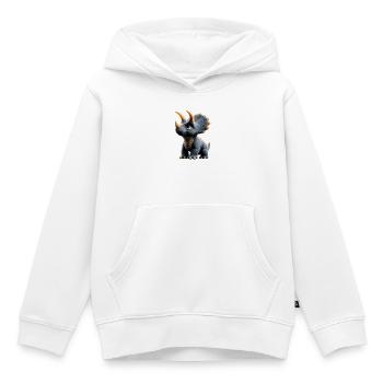 Triceratops Dinosaur Dinos Triceratops Dino - Kids Premium Organic Hoodie - white - Front - AI Model Kid Female (0cm)