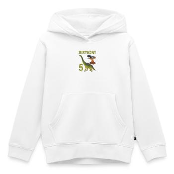 5 Year Old Birthday Boy Dino Volcano - 5th - Kids Premium Organic Hoodie - white - Front - AI Model Kid Female (0cm)