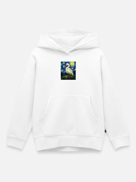 Storch Vogel Van Gogh Style - Kinder Premium Organic Hoodie - Weiß