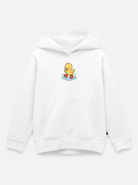 QuackSplash Quietscheente in Stiefeln - Kinder Premium Organic Hoodie - Weiß