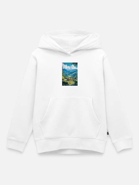 Illustration einer japanischen Landschaft - Kinder Premium Organic Hoodie - Weiß