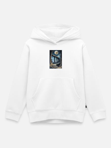 Dark Fantasy Illustration - Kinder Premium Organic Hoodie - Weiß