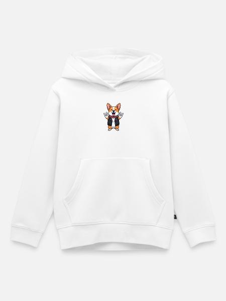 Rock Star Corgi - Kinder Premium Organic Hoodie - Weiß