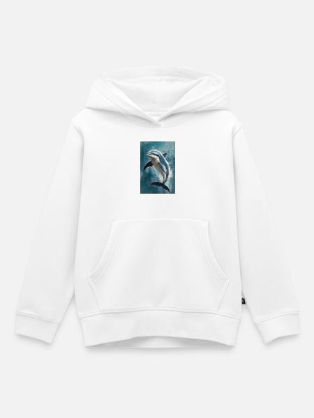 Illustration eines Delfins - Kinder Premium Organic Hoodie - Weiß