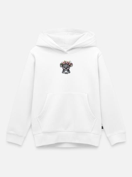 Koala mit Blütenkrone Illustration - Kinder Premium Organic Hoodie - Weiß