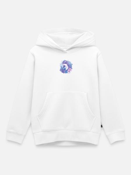 Delfin im Blütenkreis - Kinder Premium Organic Hoodie - Weiß