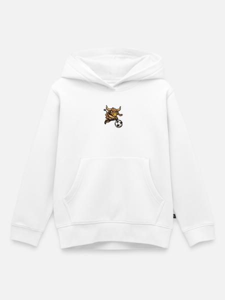 Stier Fußballheld im Sprint - Kinder Premium Organic Hoodie - Weiß