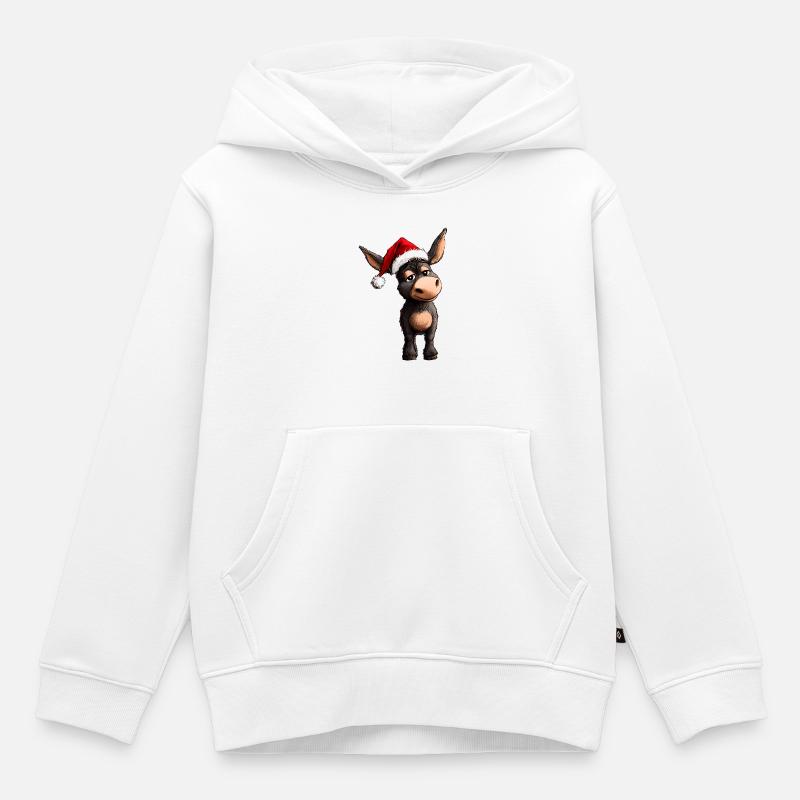 Noël à dos d’âne - Sweat Premium à capuche enfant bio - blanc