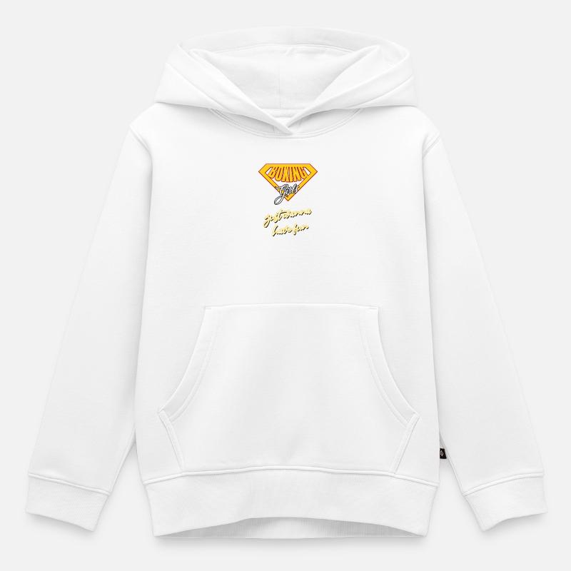 Boxeuse Fille - Sweat Premium à capuche enfant bio - blanc