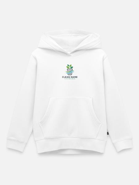 Öko-Pflanze im Korb-Logo - Kinder Premium Organic Hoodie - Weiß