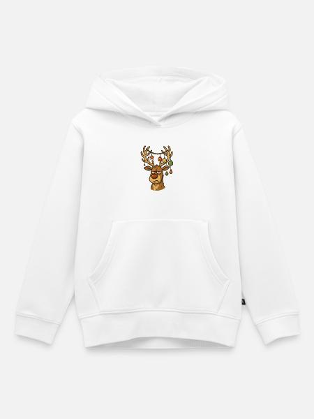 Weihnachts Hirsch mit Ornamenten - Kinder Premium Organic Hoodie - Weiß