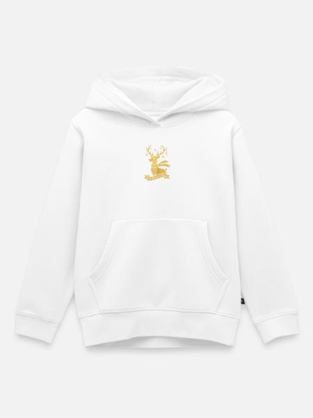 Golden Reindeer – Joyful Winter Design - Kinder Premium Organic Hoodie - Weiß