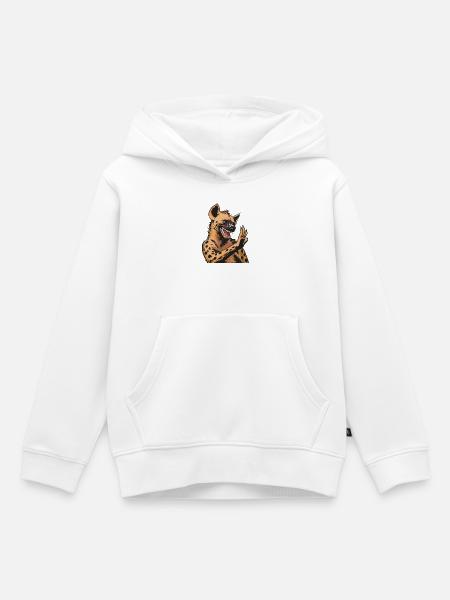 Hyäne im Comicstil Grimasse - Kinder Premium Organic Hoodie - Weiß